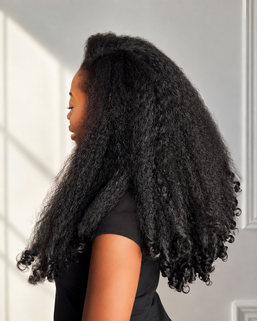 Side profile of Slay Africana showing natural texture